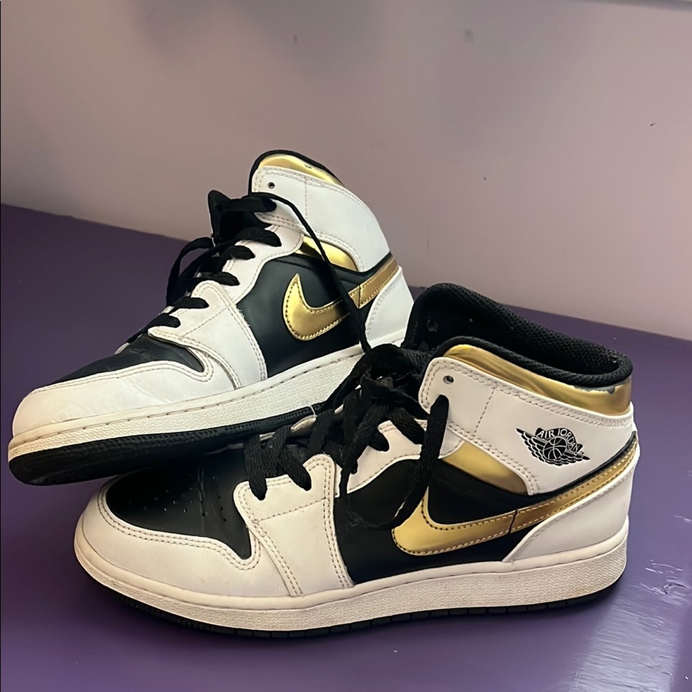Black & Gold Nike Air Jordan 1 Shoes